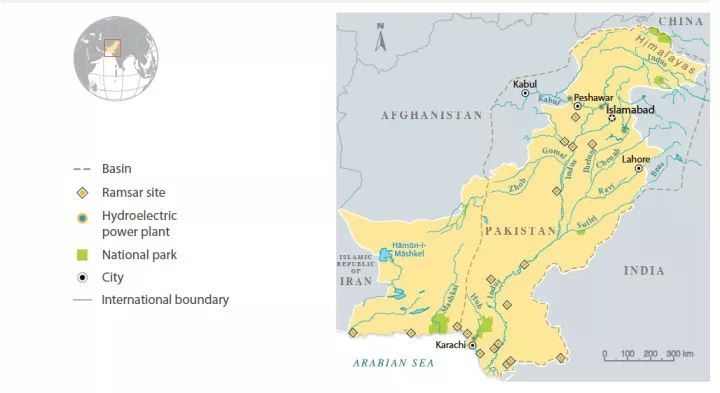 巴基斯坦谷歌地图照,绿色区域是巴基斯坦的耕地 由于巴基斯坦