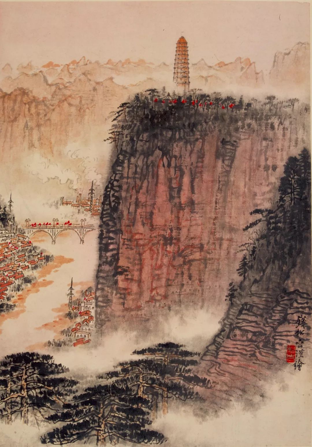 希少　中国現代山水画　錢松嵒作品選集 钱松嵒：18幅留白山水，气势壮阔！