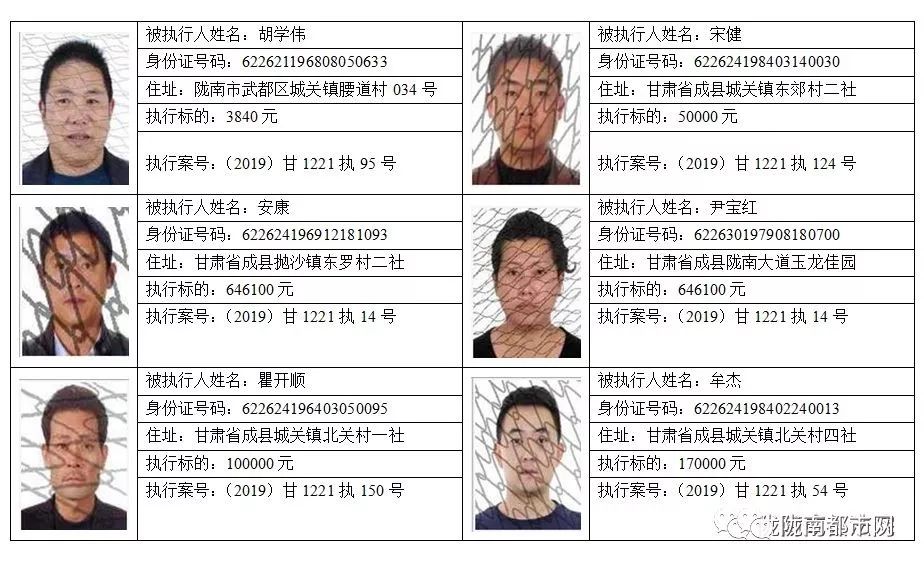 【失信黑名单】陇南法院关于公布失信被执行人名单,限制高消费名单的