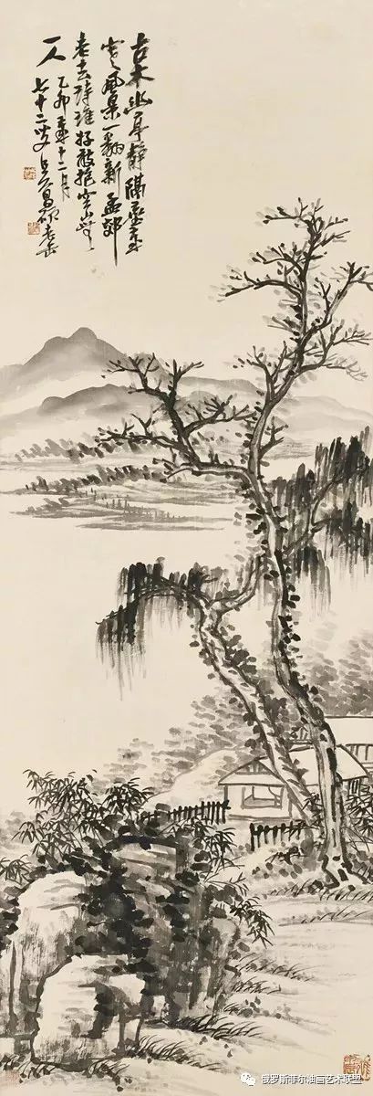 中国绘画大师吴昌硕画山水作品欣赏