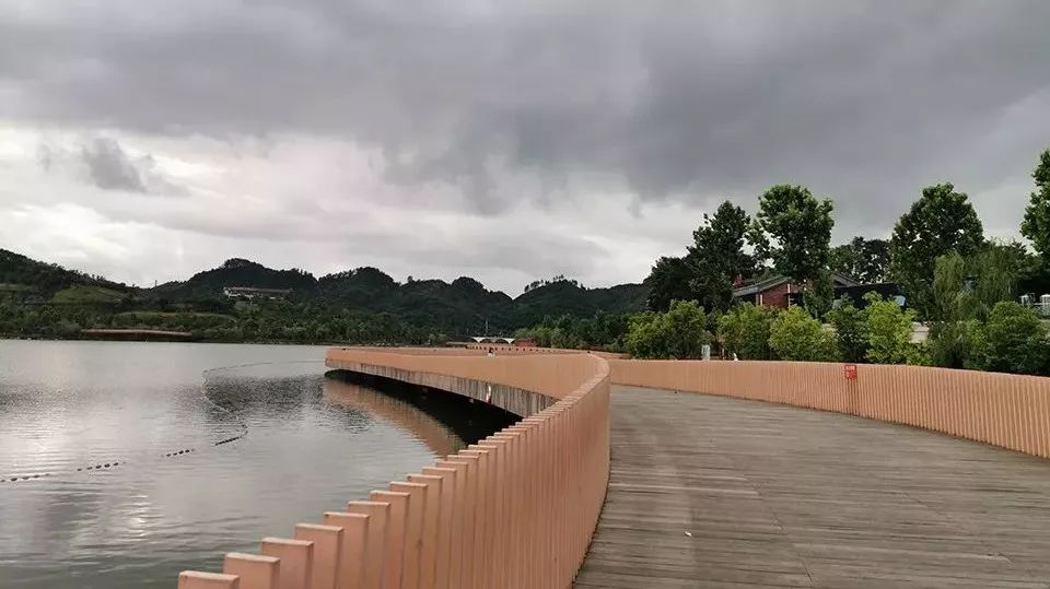勾勒出山中有湖,湖中有鱼, 林中有鸟,水中有桥的风景画 白鹭湖湿地