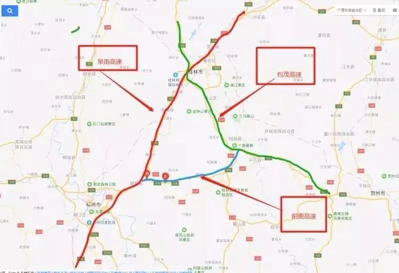 除了阳朔这条路还缩短了从柳州到荔浦,金秀古沙沟(巴勒山),蒙山的距离