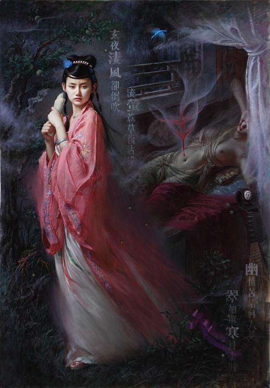 美女画家用油画描绘出最妖艳性感的聊斋女郎
