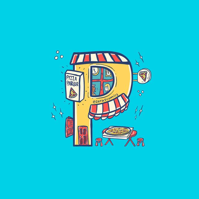 英文字母设计欣赏插画风