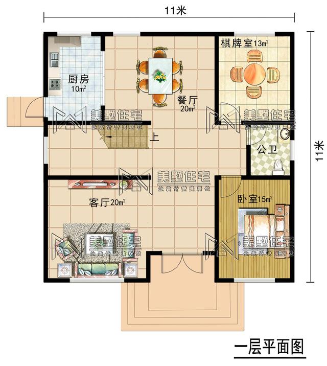 新农村自建房3层户型 11米11米 典布局 含平面图