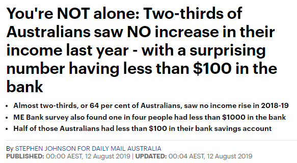 澳洲人原来这么穷?三分之二澳人收入无增长,百