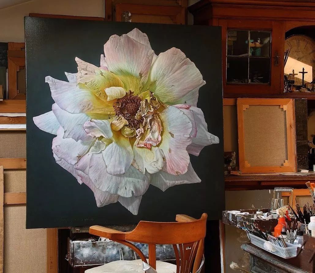意大利画家吉奥卡奇诺·帕西尼花卉写实油画作品欣赏