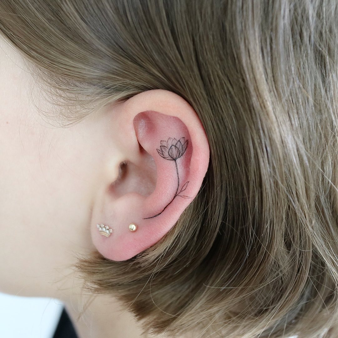 精致又可爱的耳朵纹身,你觉得好看吗?