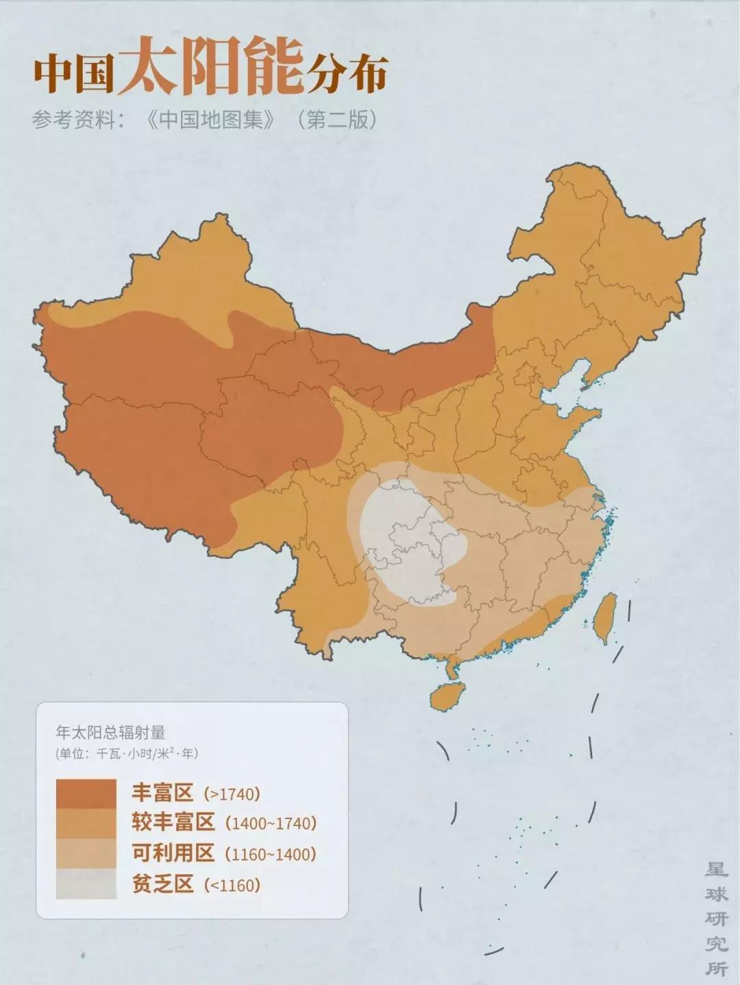 ▼三北地区即西北,华北,东北地区,下图为中国风能资源分布,制图@郑