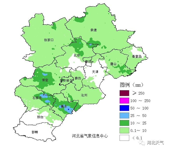 16日08时过去12小时河北省降水量分布图