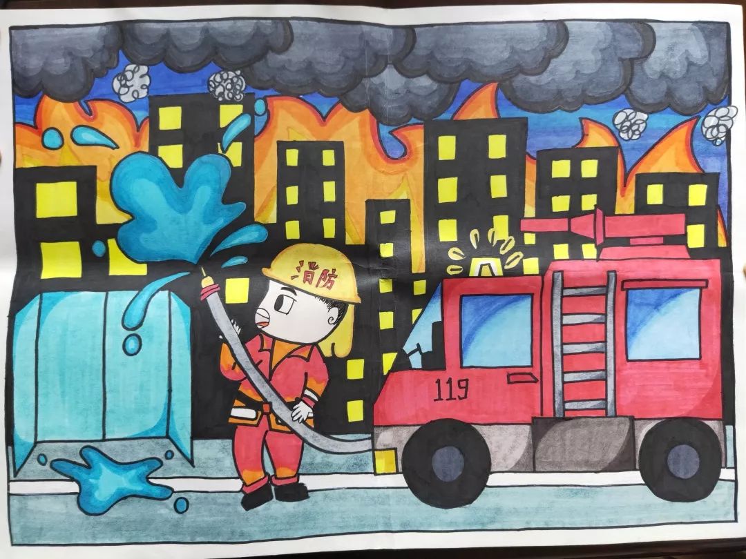 幼儿园开展消防绘画作文征集活动,帮助小朋友们树立消防安全意识;联合