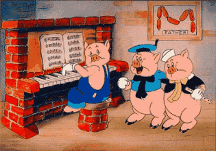 迪士尼的动画片里,三只小猪智斗大灰狼的场景,成为活灵活现的经典