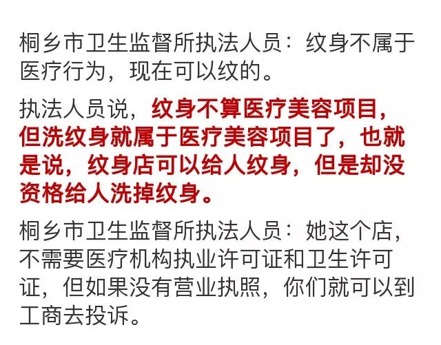 执法人员检查这家纹身店,发现没有营业执照.