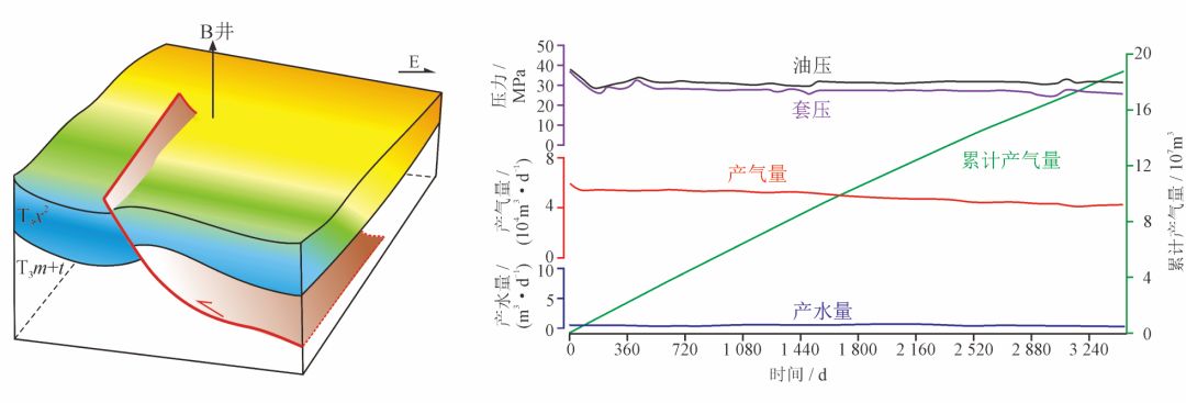 该井位于新场构造轴部北东高点,紧邻南北走向f2 断层(图3).