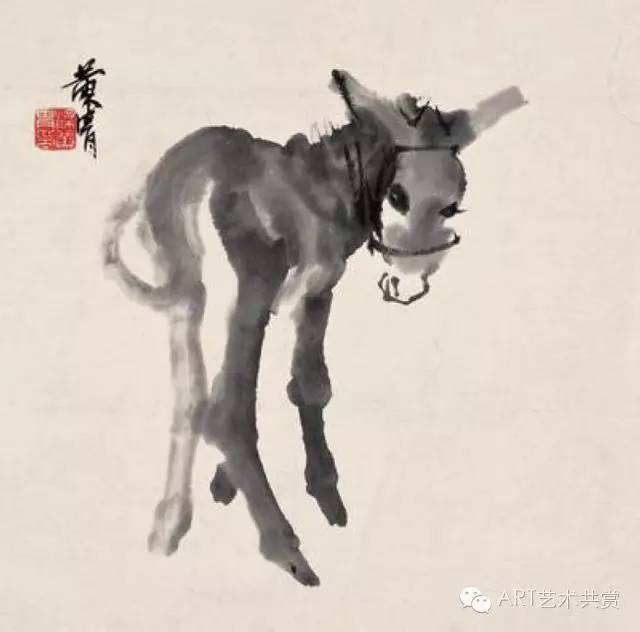 中国書道 中国書画 黄胄動物作品 ロバ紙本画 長さ約69cm 幅約38cm 中国書道 中国書画 黄胄動物作品 ロバ紙本画 長さ約69cm 幅約