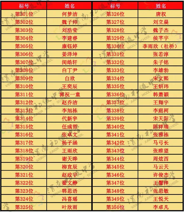 渭南初级中学2019秋季招生摇号结果公示(图8)