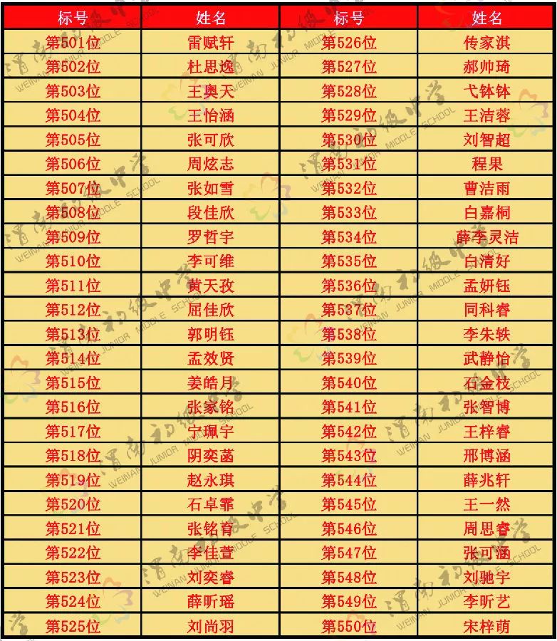 渭南初级中学2019秋季招生摇号结果公示(图12)