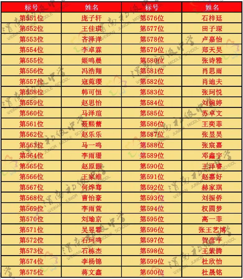 渭南初级中学2019秋季招生摇号结果公示(图13)