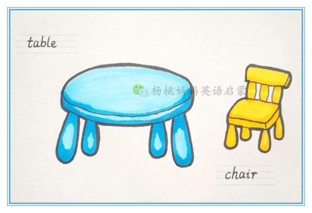 英语萌萌画tablechair桌子和椅子
