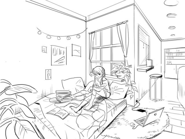 背景与人物的透视关系!还不会画透视是因为你