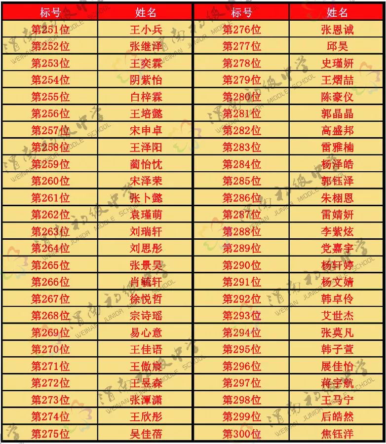 渭南初级中学2019秋季招生摇号结果公示(图7)