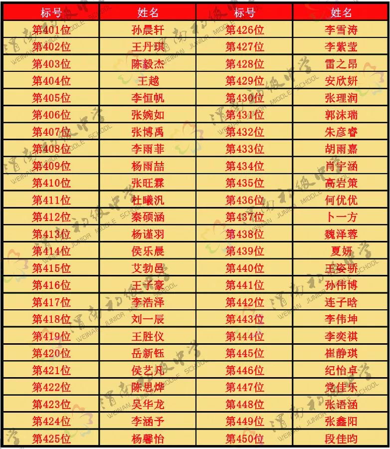 渭南初级中学2019秋季招生摇号结果公示(图10)