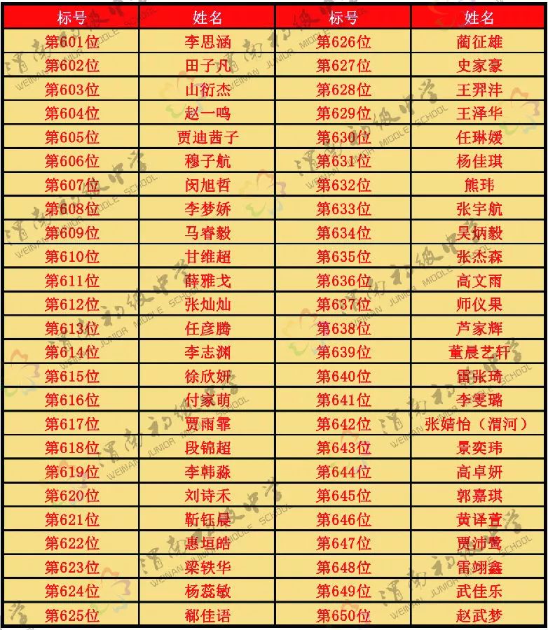 渭南初级中学2019秋季招生摇号结果公示(图14)