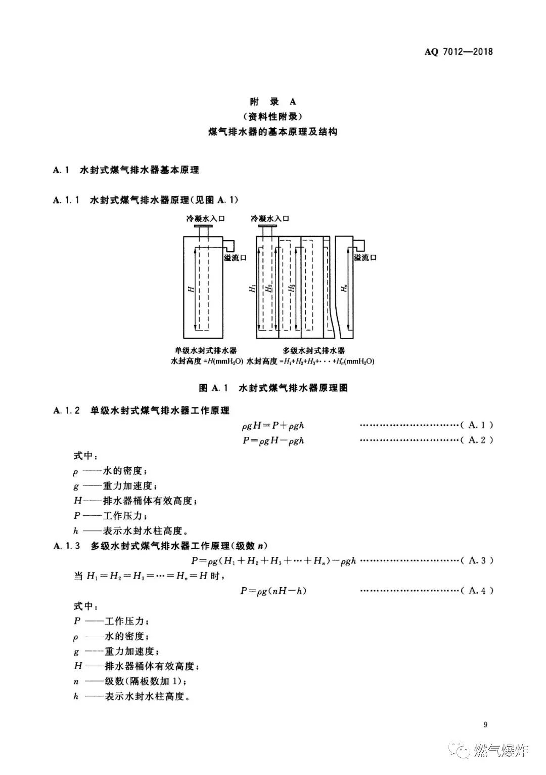 标准法规aq70122018煤气排水器安全技术规程