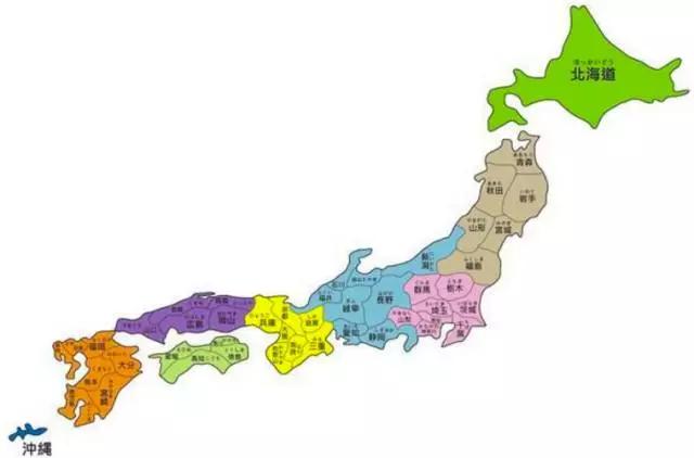日本被划分为47个一级行政县:一都(东京都),一道(北海道),二府(大阪府