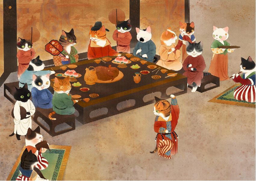 独立插画师瓜几拉绘本 《画猫·梦唐》