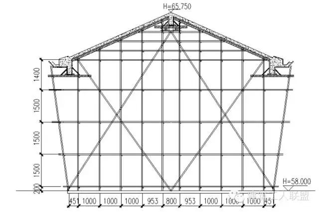 斜屋面满堂架搭设示意图