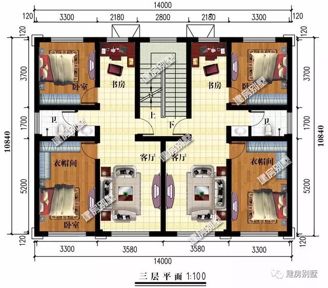 两栋宽14米的兄弟双拼自建房,宅基地小也能建豪宅