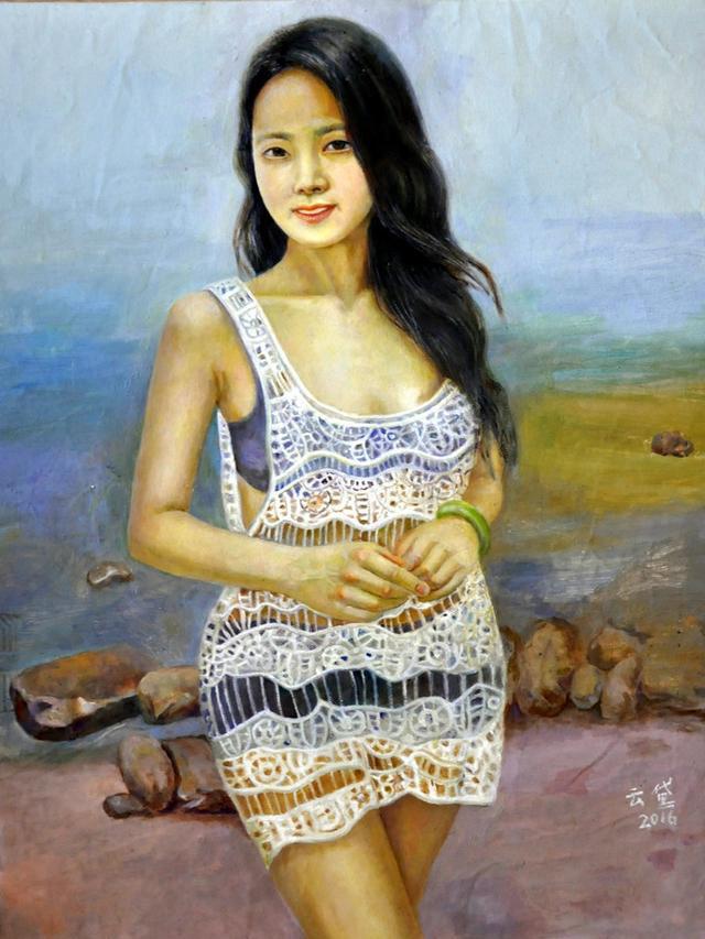 年轻艺术家人体油画中的性感美女,竟然是被"包养"的金丝雀
