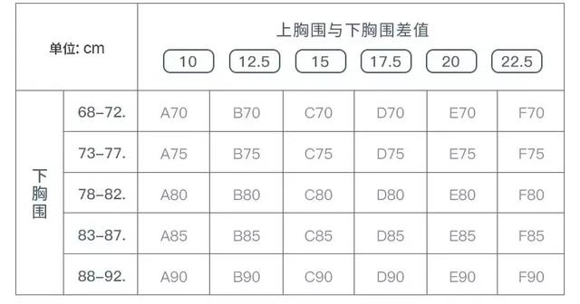 请问内衣分哪些码数_内衣码数对照表(2)