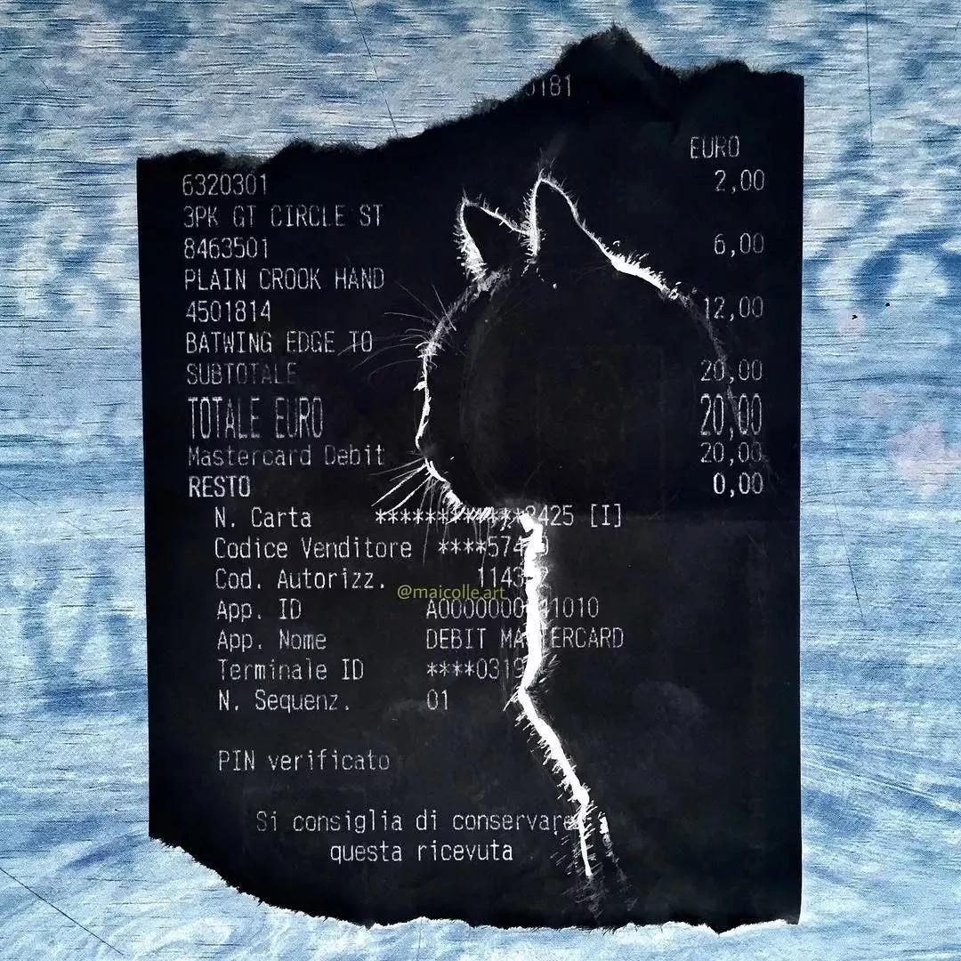 大写的因吹斯汀，收银条上的艺术创作，看完舍不得扔！