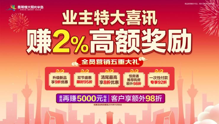 昆明恒大阳光半岛全员营销月钜惠5重豪礼约惠美好未来 新区