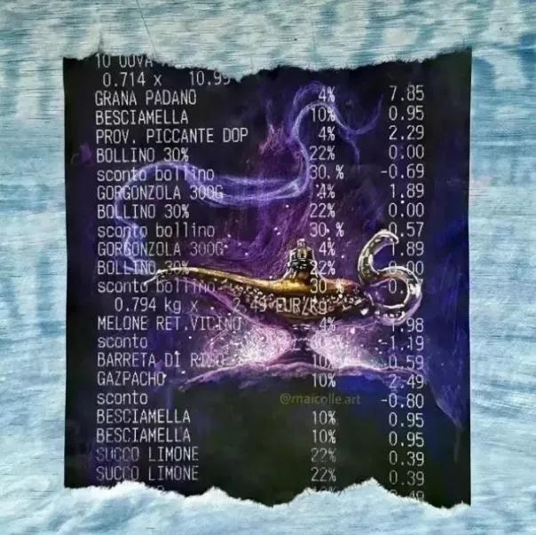 大写的因吹斯汀，收银条上的艺术创作，看完舍不得扔！