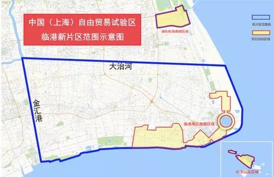 在上海大治河以南,金汇港以东以及小洋山岛,浦东国际机场南侧区域设置