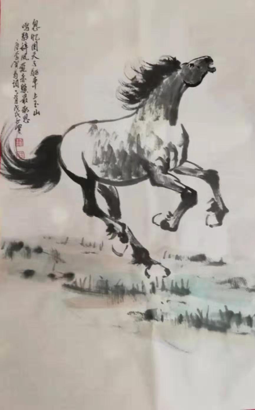 著名画家王子贤的-"万马奔腾"