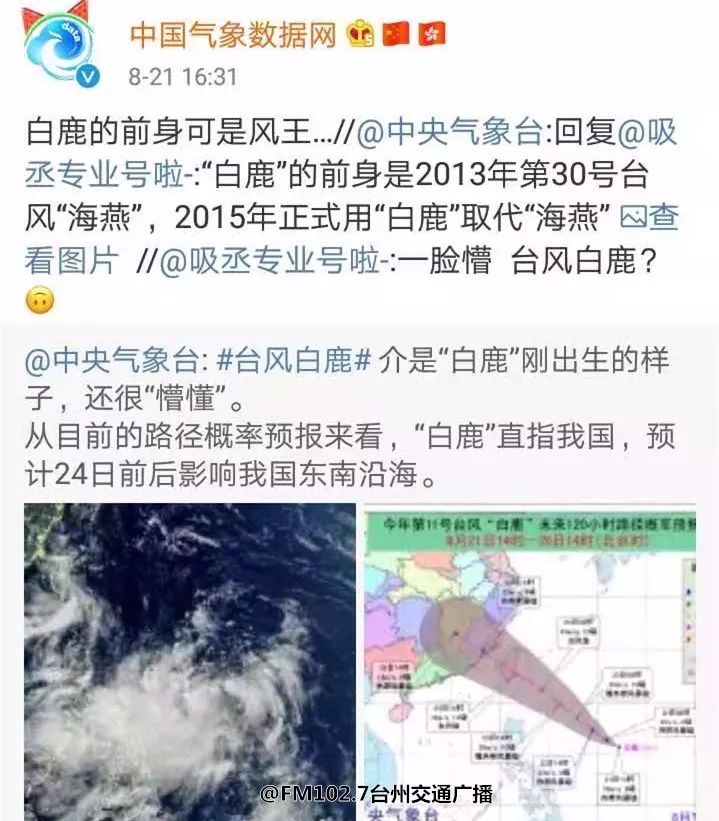 紧急提醒台风白鹿逼近台州人的周末要泡汤