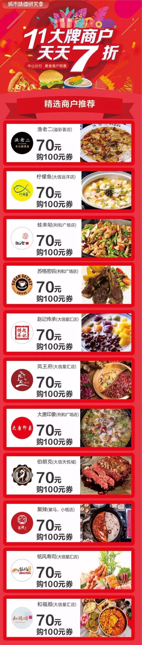 抢券饭票step1:发现首页信用卡"进入精彩"app,点击广发,下载"美食"晒配字攻略图片