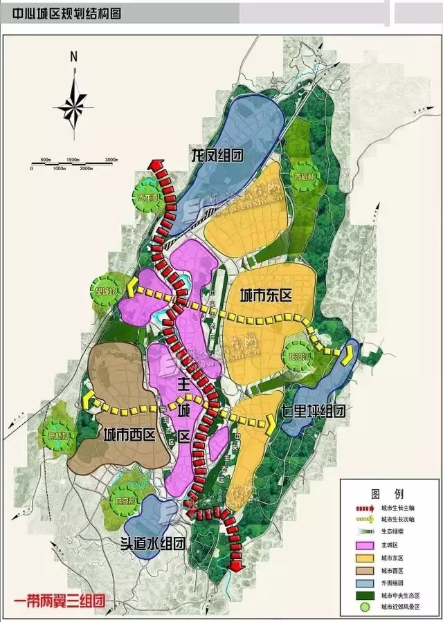 七里坪组团,头道水组团, 旗峰坝片区规划为未来恩施主城区