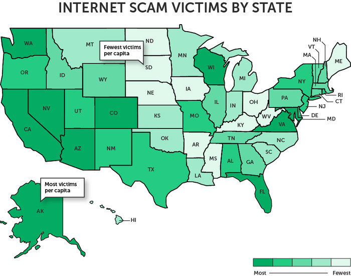 美国网络受害者地图想不到受害者最多的州是它 损失