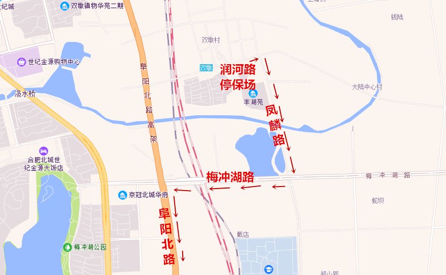 润河路双墩客运站(46路调度站→凤麟路→梅冲湖路→阜阳北路(原线