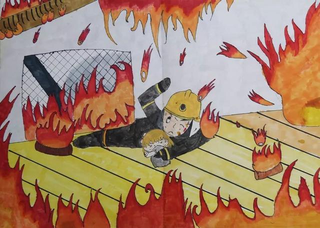 孩子们运用油画,彩铅画,水彩画等多种艺术手段描绘了自己心中的消防