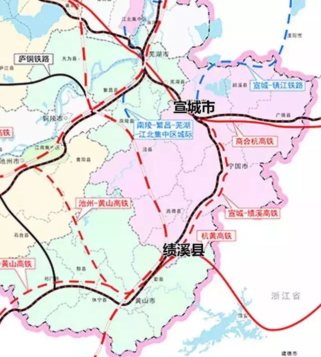 新建宣绩高铁,北起宣城站,途经宁国南站,终到绩溪北站