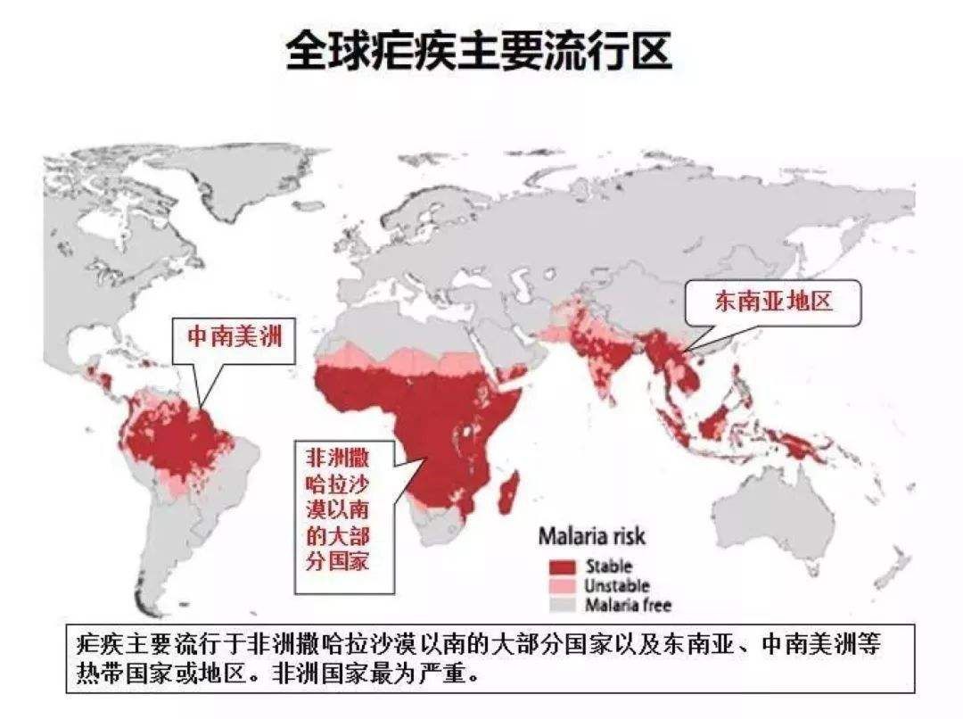 最新疟疾全球分布图