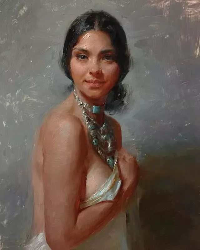 印度女画家油画中的女性之美,请仔细欣赏!