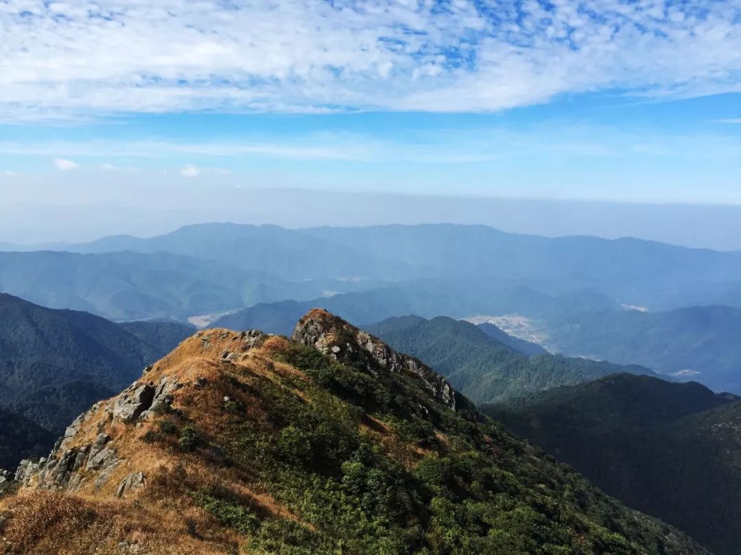 连平黄牛石峰号称"粤北第一峰,海拔1430m,位于赣粤边界,为九连山脉