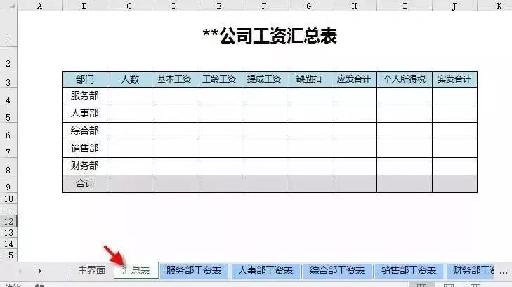 会计人必备工资表汇总的最简单的公式